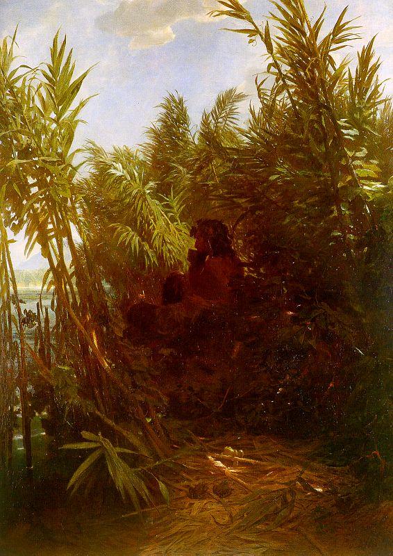 Arnold Bocklin Pan Amongst the Reeds oil painting image